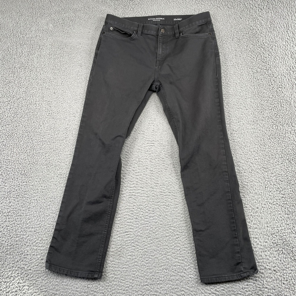 Banana Republic Pants Mens 33x30 Grey Traveler Slim Fit Cotton Stretch Casual